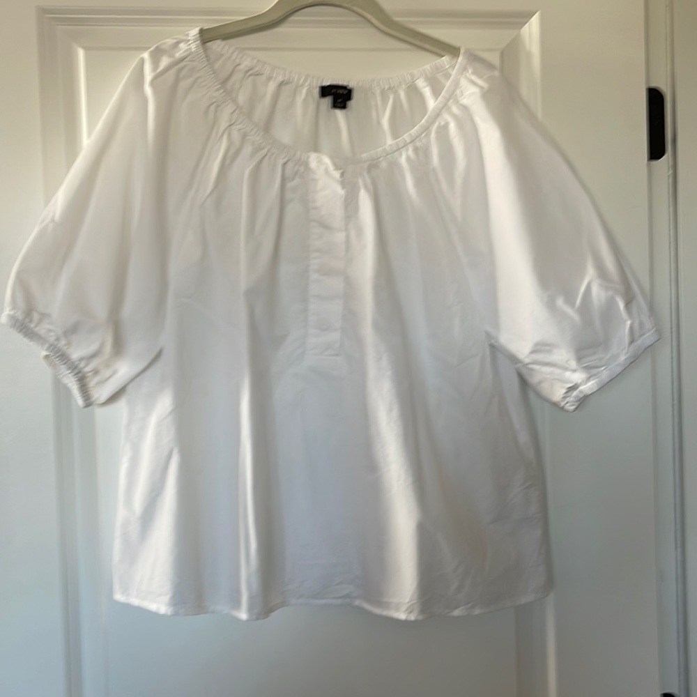 J. Crew White Peasant Blouse